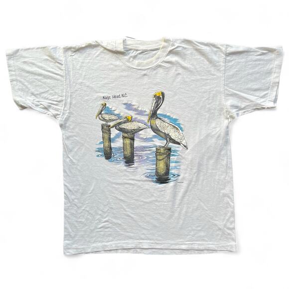 Vintage Other - Vintage 90s Pelicans Nags Head NC Single Stitch Nature T Shirt USA Made XL Birds